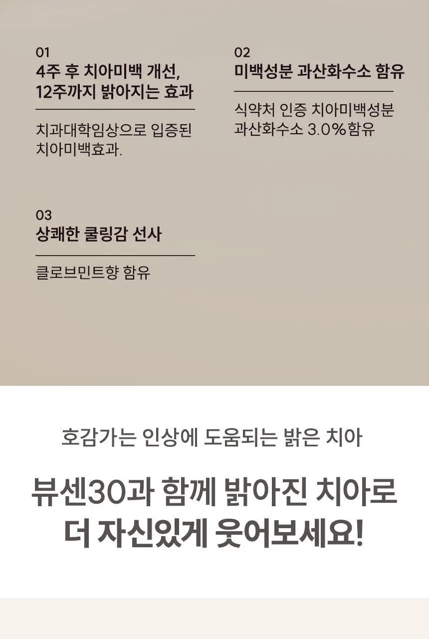 [강력 미백케어] 뷰센30 치아미백제 80g 상세페이지 6